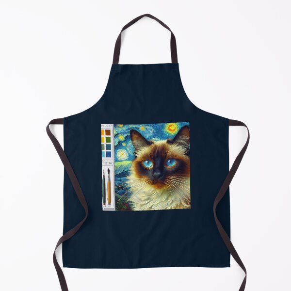 Artikelvorschau, Whisker Waltz: Siamese Reverie in Van Gogh's Palette entworfen und verkauft von BastKittyStore.