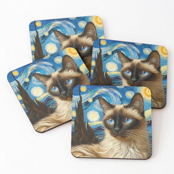Item preview, Siamese Rhapsody: Van Gogh's Whiskered Canvas designed and sold by BastKittyStore.