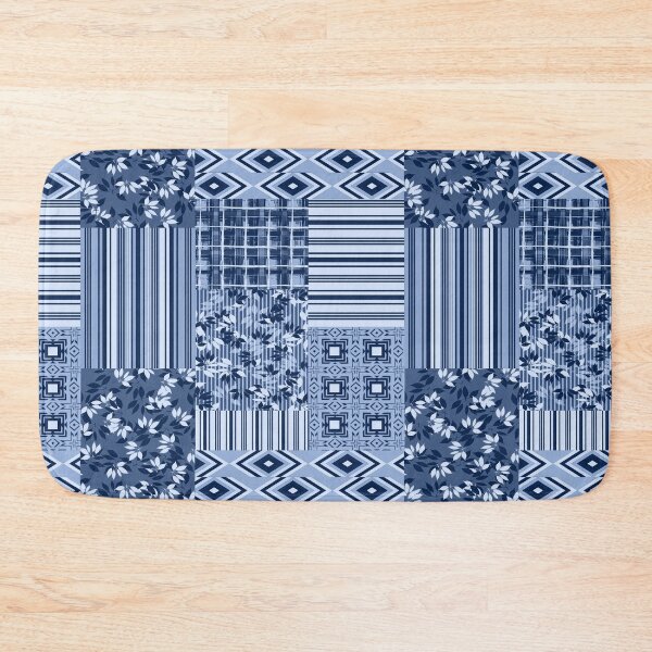 Item preview, Indigo Blue Patchwork Quilted Look Seamless Pattern designed and sold by Sharon Schwalbe.