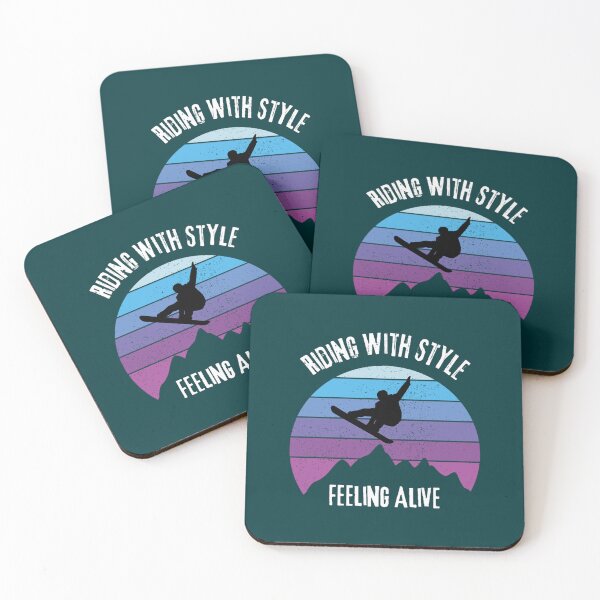Item preview, Riding With Style Feeling Alive, Vintage Sunset Snowboarder Design designed and sold by aurorahartidl.