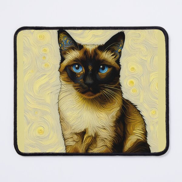 Item preview, Siamese Whisker Reverie: Van Gogh's Palette Poise designed and sold by BastKittyStore.