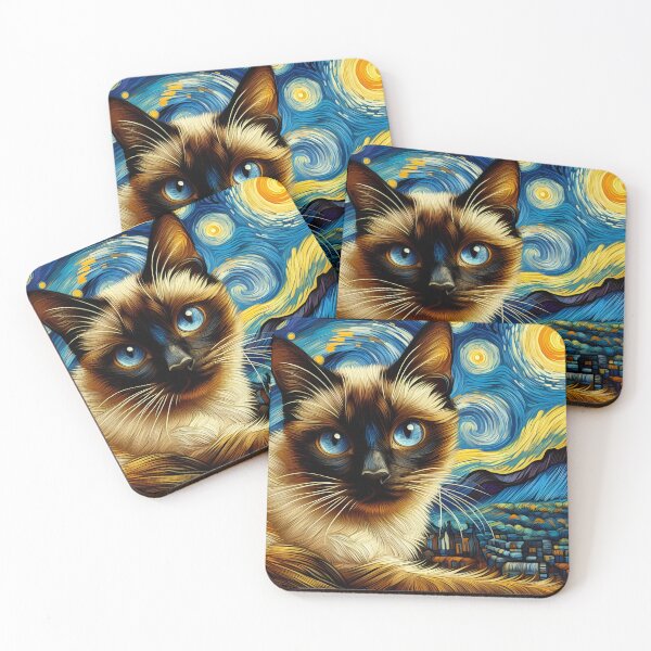 Item preview, Siamese Palette Whispers: Van Gogh's Artful Elegance designed and sold by BastKittyStore.