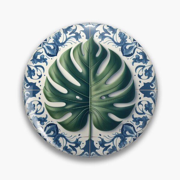 Item preview, Delft Tile With Monstera Leaf No.3 designed and sold by ArtNook777.