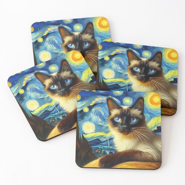 Item preview, Whiskered Harmony: Siamese Beauty in Van Gogh's Palette designed and sold by BastKittyStore.