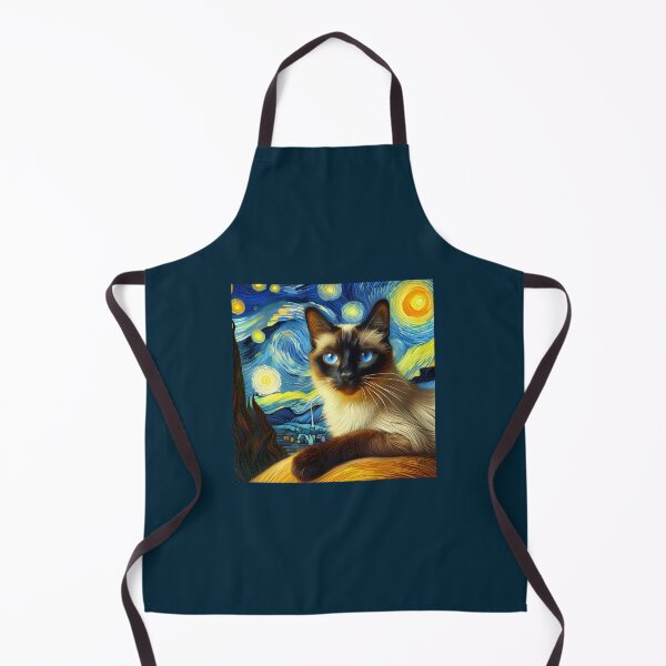 Artikelvorschau, Whiskered Harmony: Siamese Beauty in Van Gogh's Palette entworfen und verkauft von BastKittyStore.