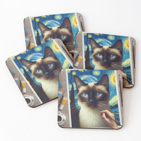 Item preview, Siamese Elegance: Whisker Charms in Van Gogh's Palette designed and sold by BastKittyStore.