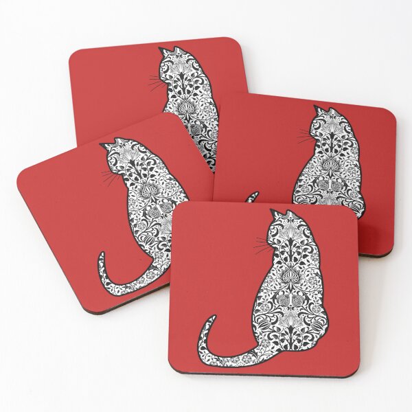 Item preview, Cat in a Black and White Art Nouveau Pattern designed and sold by Marymarice.