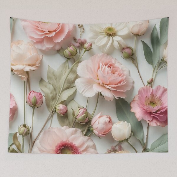 Item preview, Dried Flowers Art- Peach, Green and Cream Pastel designed and sold by Witsprings.