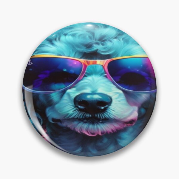 Artikelvorschau, Biolumineszierender lustiger Hund mit Sonnenbrille Aufkleber entworfen und verkauft von WickedXDesigns.