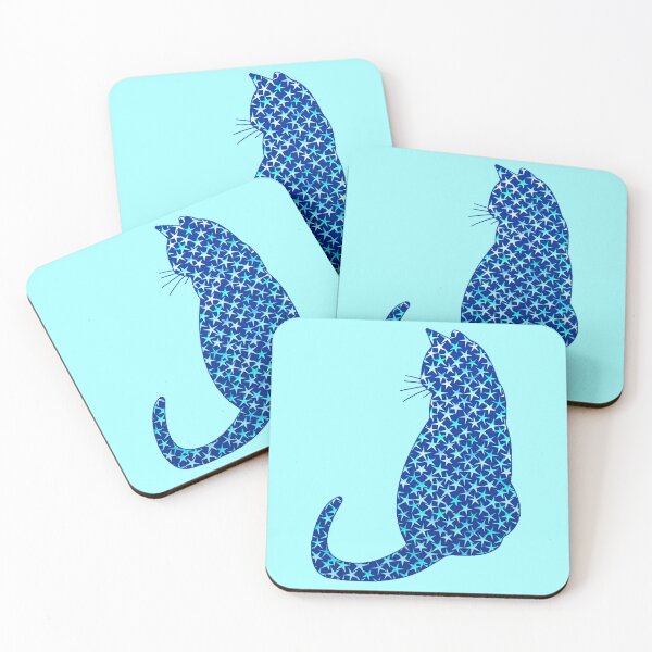 Item preview, Cat in a Pattern of Stars on Deep Blue  designed and sold by Marymarice.