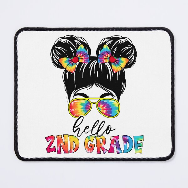 Item preview, Hello 2nd Second Grade Messy Bun Girl Tie Dye Back To School designed and sold by MobyStickers.