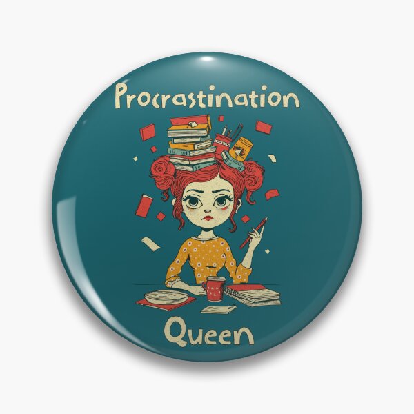 Artikelvorschau, Procrastination Queen – Charmante Illustration abgelenkter Kreativität entworfen und verkauft von Sir Meow Meow.
