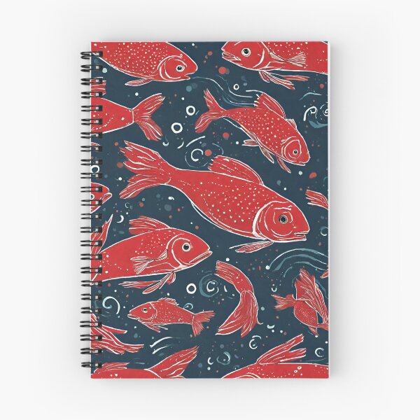 Item preview, floating red fish in the ocean designed and sold by Vilemo.