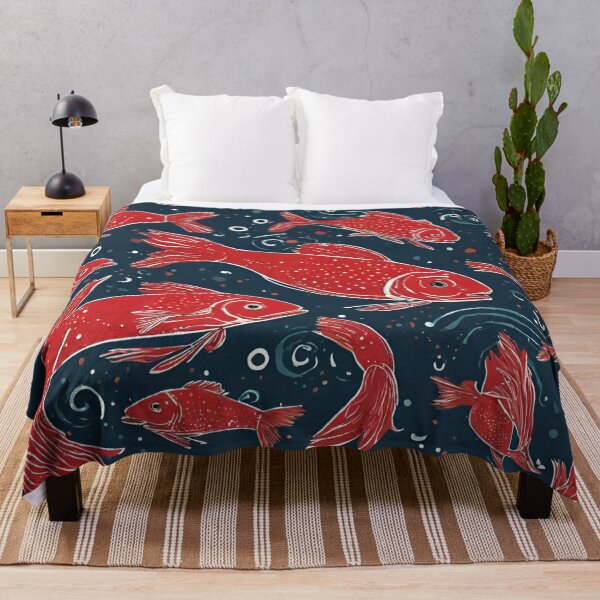 Item preview, floating red fish in the ocean designed and sold by Vilemo.