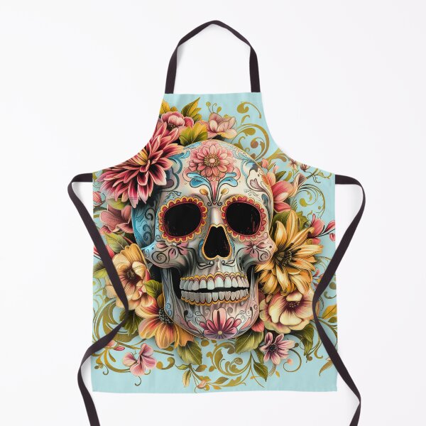 Item preview, Blue Floral Sugar Skull Artwork designed and sold by KatanaCreative.