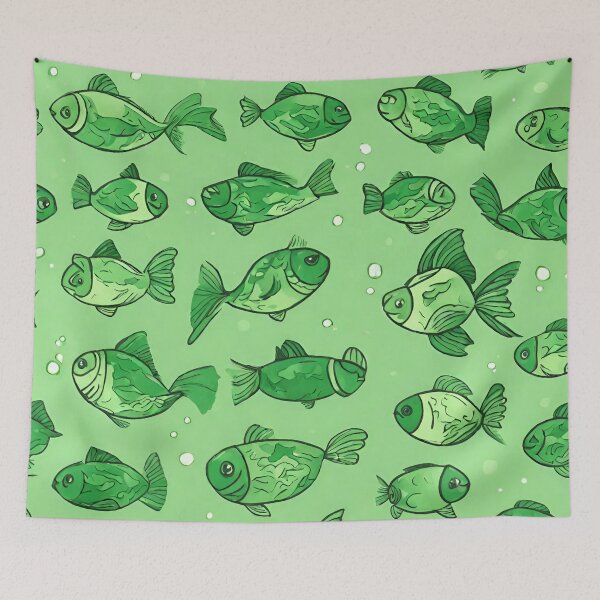 Item preview, funny green fish designed and sold by Vilemo.