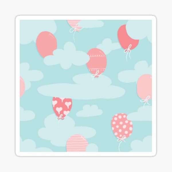 Pink Balloons in a Cloudy Sky Sticker