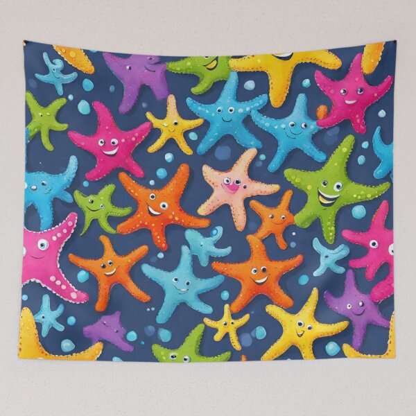 Item preview, smiling coloured starfish designed and sold by Vilemo.