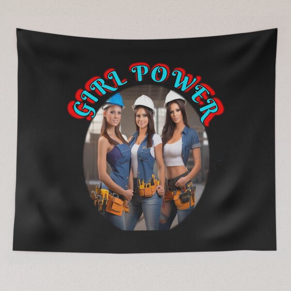 Item preview, Girl power, construction female only construction crew, grl pwr retro style designed and sold by sailorsam1805.
