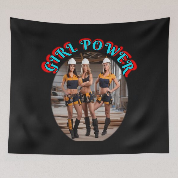 Item preview, Girl power, construction female only construction crew, grl pwr retro style designed and sold by sailorsam1805.
