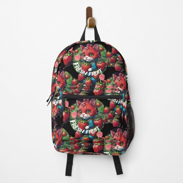 Item preview, fresh fruit, cute vignette of a strawberry cat among the strawberries! designed and sold by Creativesphotos.