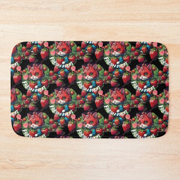Item preview, fresh fruit, cute vignette of a strawberry cat among the strawberries! designed and sold by Creativesphotos.