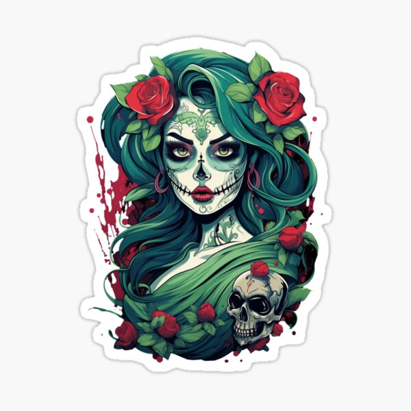 Sugar Skull Woman Sticker