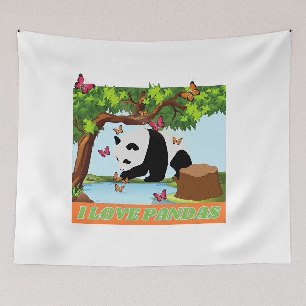 Item preview, I love pandas, cute panda by a pond designed and sold by BritishDelights.