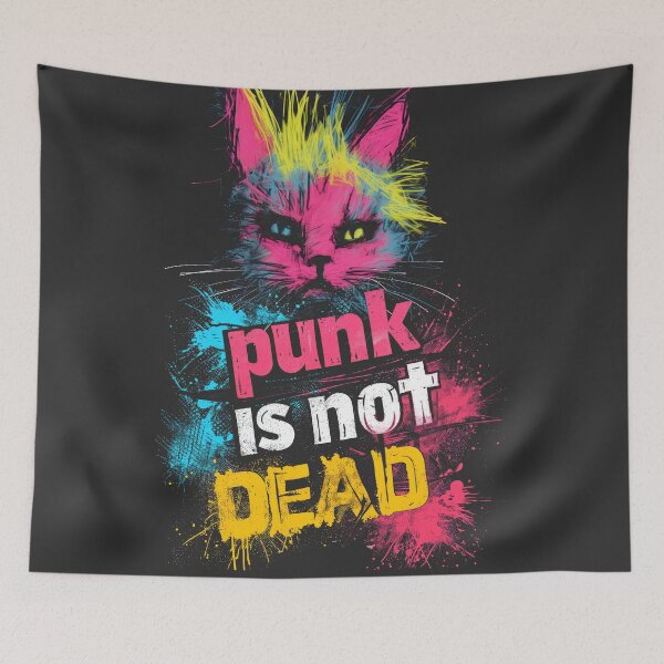 Item preview, Punker Punk Rock Cat - Punk Is Not Dead - Neon Colors Vivid  designed and sold by PrintShangri-La.