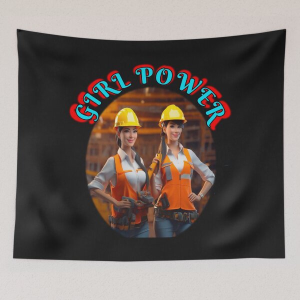 Item preview, Girl power, high energy construction female only construction crew, grl pwr retro style designed and sold by sailorsam1805.