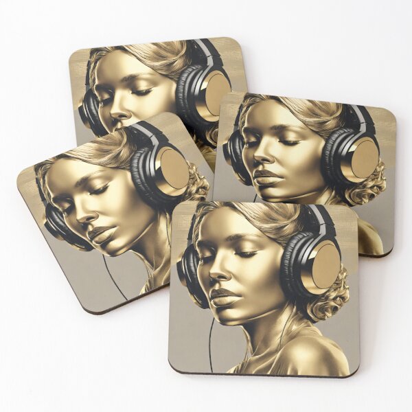 Item preview, Golden woman with headphones designed and sold by MyCraftForYOU.