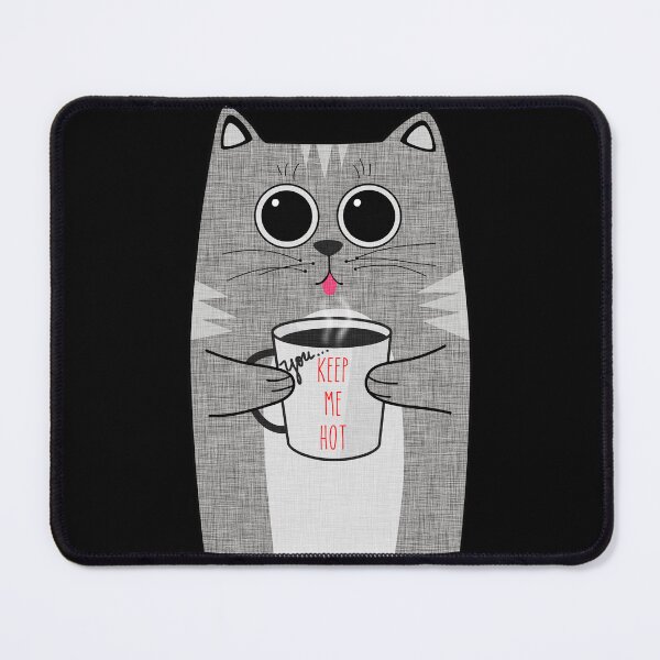 Item preview, Keep Me Hot Cat Holding Coffee Cup Linen Look Cute designed and sold by CheriesArt.