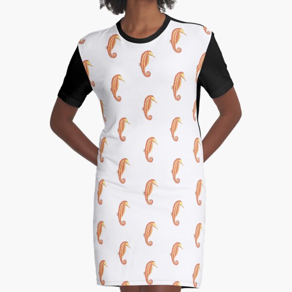 The Peaceful Solitary Seahorse Graphic T-Shirt Dress