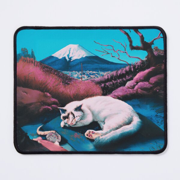 Item preview, sleeping cat in nature with Japan Fuji mountain designed and sold by MerryCrown.