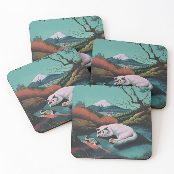Item preview, sleeping cat in nature with Japan Fuji mountain designed and sold by MerryCrown.