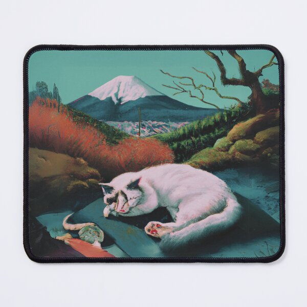 Item preview, sleeping cat in nature with Japan Fuji mountain designed and sold by MerryCrown.