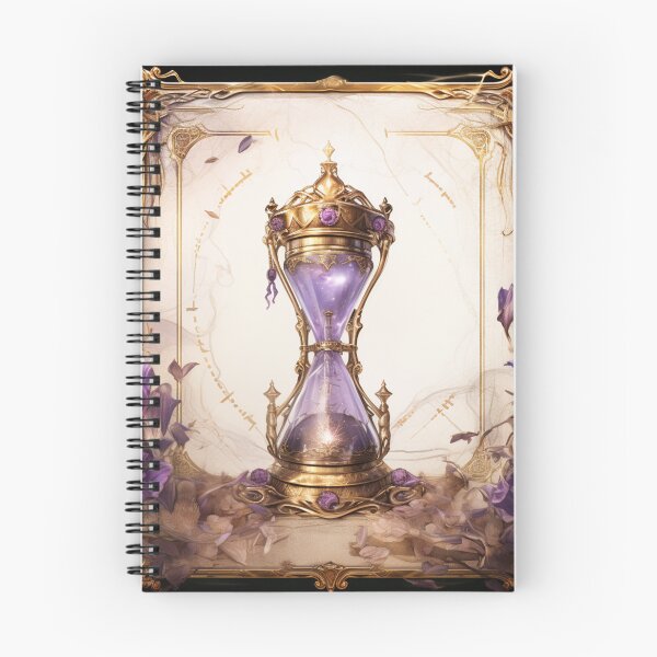 Item preview, a sparkling Hourglass in front of an old Grimoire designed and sold by Marie Colençon.