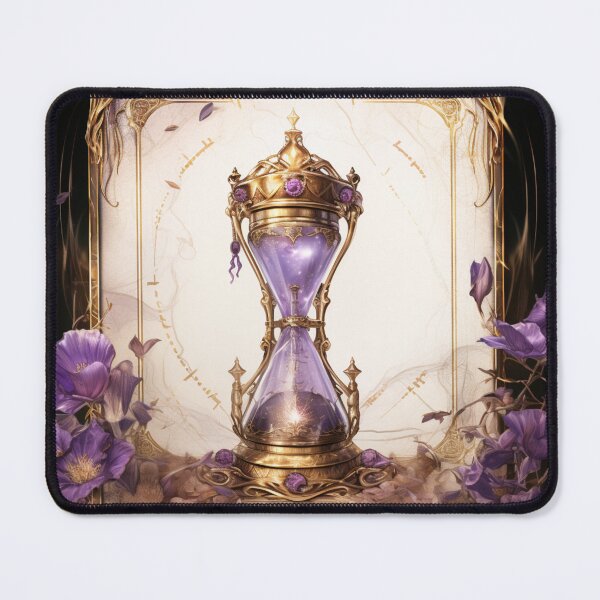 Item preview, a sparkling Hourglass in front of an old Grimoire designed and sold by Marie Colençon.