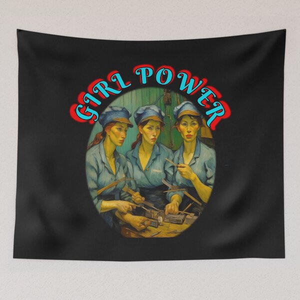Item preview, Girl power, Van Gogh Style high energy construction female only construction crew, grl pwr retro style designed and sold by sailorsam1805.