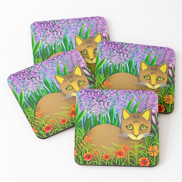 Item preview, Green Eyed Cat in a Flower Garden  designed and sold by Marymarice.