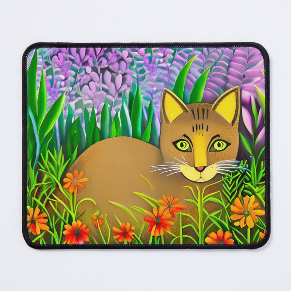 Item preview, Green Eyed Cat in a Flower Garden  designed and sold by Marymarice.