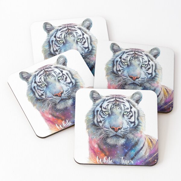 Item preview, Among the Stars Colorful Cosmic White Tiger designed and sold by Mahmoud Salah.