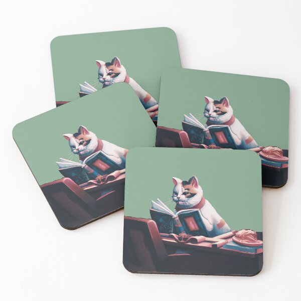 Item preview, A Japanese aristocratic cat reads a book on a study table 2 designed and sold by MerryCrown.