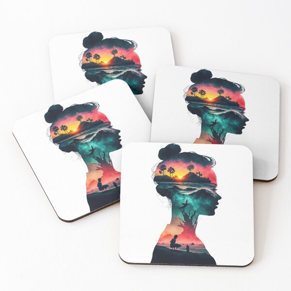 Item preview, Lady listening waves, double exposure art designed and sold by Zibis09.
