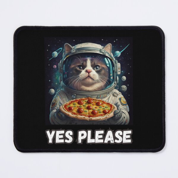 Item preview, funny cat with pizza in space, yes please designed and sold by Mayaart83.