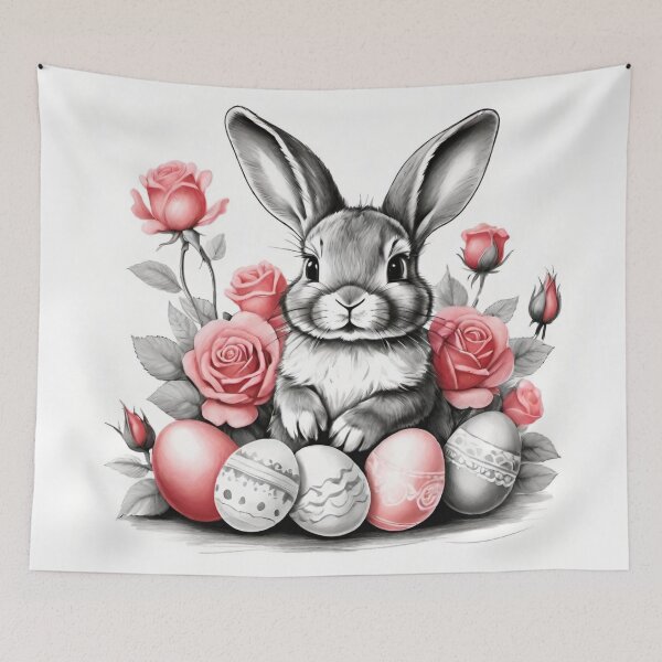 Item preview, Happy Easter - Easter bunny, Easter eggs and flowers V66 designed and sold by DreamingAwake1.