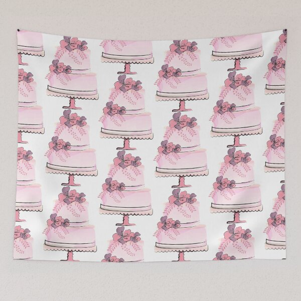 Item preview, Pink Watercolor Cake with Flowers designed and sold by Angela Cini.