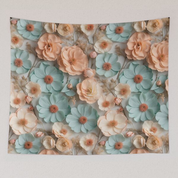Item preview, Dried Flowers Art- Aqua, Peach and Cream Pastel designed and sold by Witsprings.