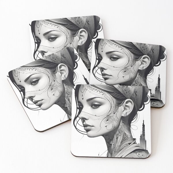 Item preview, beautiful mysterious tattooed fantasy woman designed and sold by VisionaryMode.