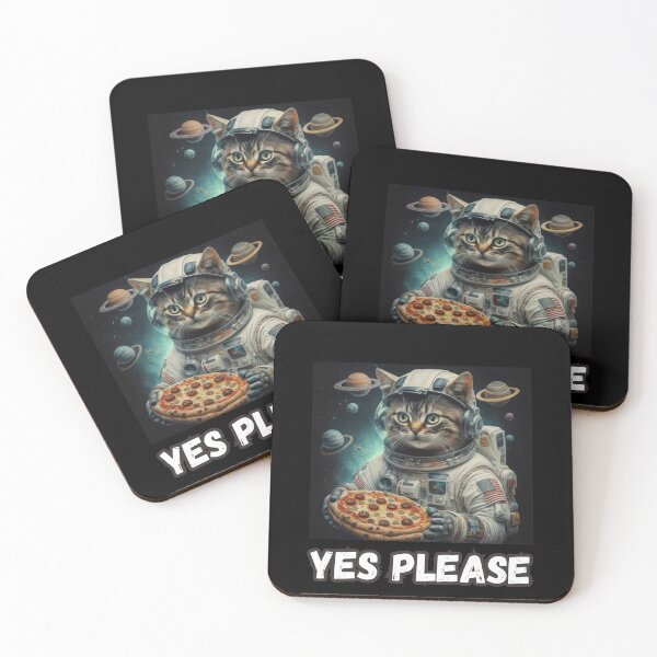 Item preview, funny cat with pizza in space, yes please designed and sold by Mayaart83.